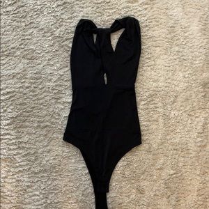 Lulus Black Tank Bodysuit Open Back.